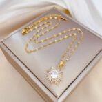 Geometric Snowflake Necklace 18k Gold Plated - Image 2