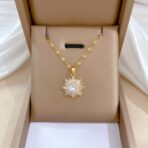 Geometric Snowflake Necklace 18k Gold Plated - Image 3