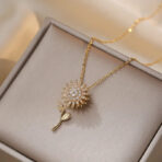 sunflower zirconia pendant necklace