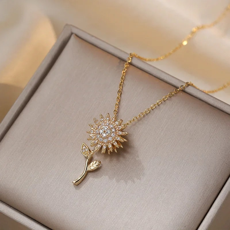 sunflower zirconia pendant necklace